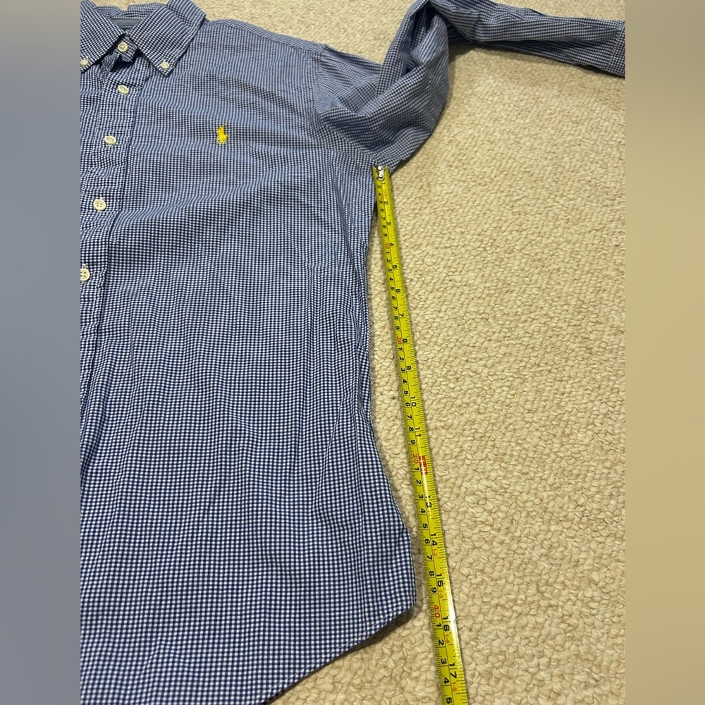 Ralph Lauren mens long-sleeve custom-fit Medium blue white yellow pony logo - Picture 11 of 11